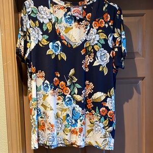 Johnny Was Multicolor Floral V-Neck Top